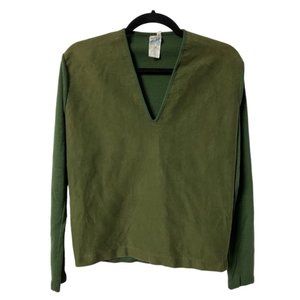 Vintage Gebo Tricot Made in France Green Wool V-neck Sweater